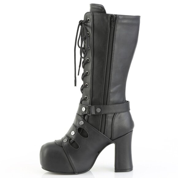 Platform Gothic Heel Lace Up Front Boots - Picture 5 of 5